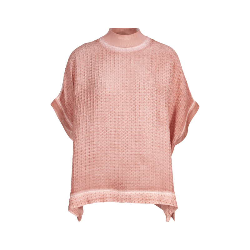 SCRT集喜瑭桑蚕丝T恤春夏炒色泡泡缎螺纹针织领短袖上衣SFS3171