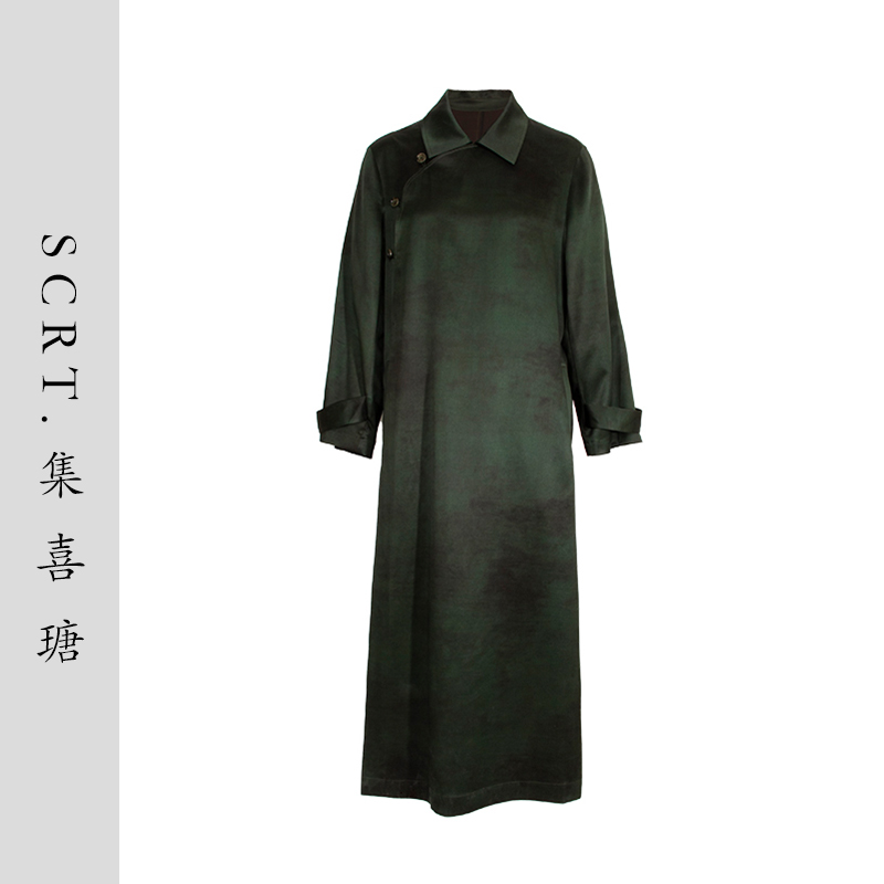SCRT集喜瑭桑蚕丝新中式香云纱风衣连衣裙SFW13666