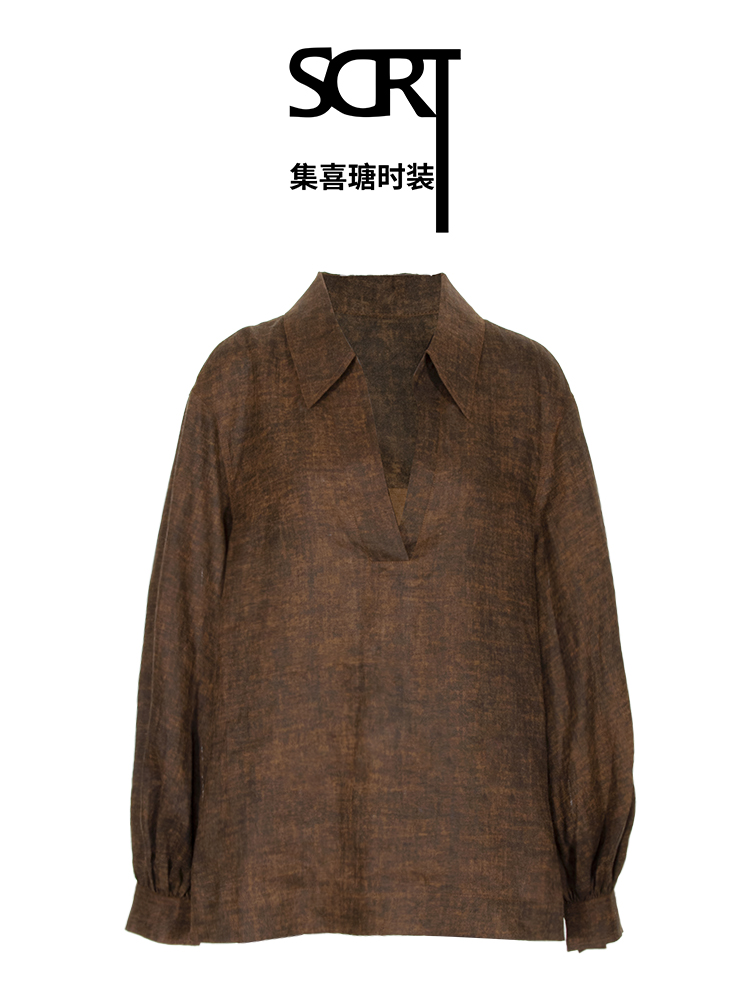 SCRT宽松时尚套头长袖苎麻