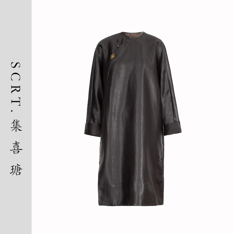 SCRT集喜瑭新中式旗袍香云纱连衣裙SFS13676