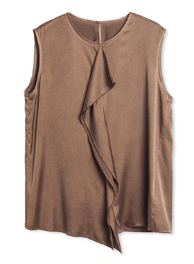 SCRT集喜瑭新款真丝飘带背心SDS1494桑蚕丝纯色马甲