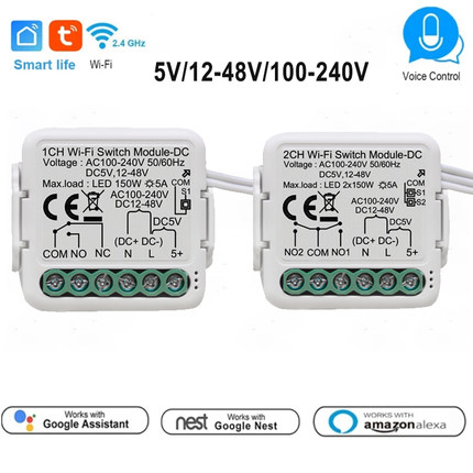 涂鸦WIFI/Zigbee干接点低压开关模块DC5V/12-48V通断器 AC100-240