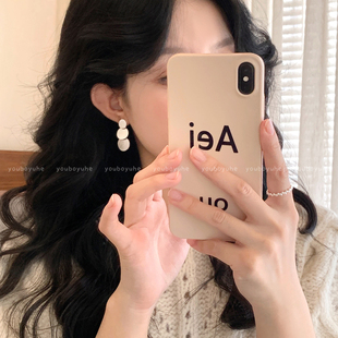 层次感 银色拉丝圆片耳环女小众设计高级感气质耳钉冷淡风耳饰品