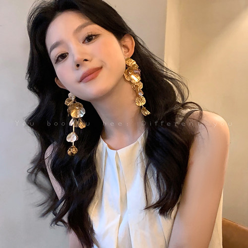 度假风花朵镂空金属耳环金色耳饰