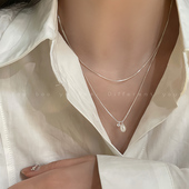 双层叠戴珍珠项链轻奢小众设计高级感冷淡风锁骨链2026新款 配饰女