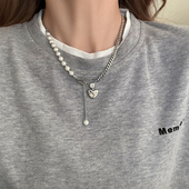 爱心珍珠钛钢流苏项链女轻奢高级感不掉色锁骨链2026新款 百搭配饰