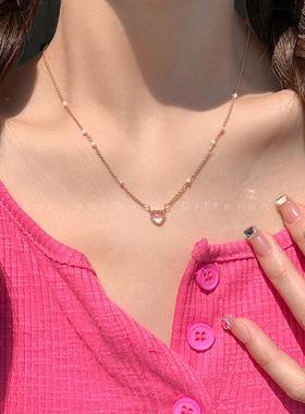 有薄与荷女爱心吊坠项链