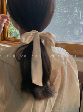 白色丝带绑发发绳女款法式蝴蝶结飘带大肠发圈韩系橡皮筋发饰头饰