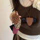 豹纹磁吸挂脖眼镜夹项链女外出挂绳墨镜夹挂链小众毛衣链装 饰配饰