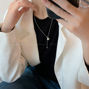 虎眼石吊坠长款 简约设计气质轻奢高级感项链配饰 毛衣链女2025新款