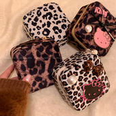 豹纹KT猫珍珠外出便携式 收纳盒防氧化项链戒指耳环首饰盒子大容量