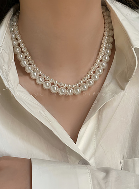 施家澳白磁吸扣正圆珍珠项链配饰