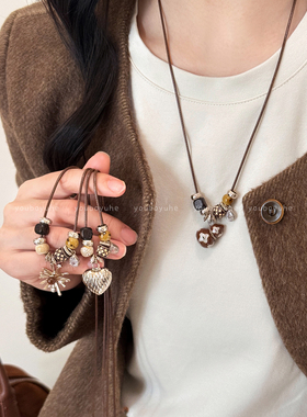 美拉德虎眼石烟花串珠项链毛衣链