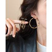 方圆脸适合 碎冰冰素圈耳环女轻奢高级感独特耳圈精致气质耳饰品