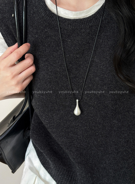 哑光水滴皮绳轻奢小众气质项链