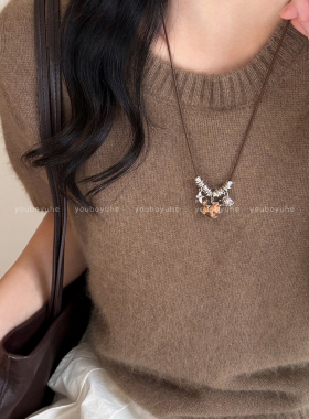 木质小马项链轻奢秋冬毛衣链配饰