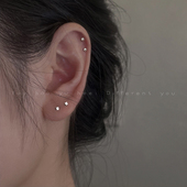 s999纯银耳钉女2026新款 小巧耳环睡觉免摘养耳洞耳饰耳骨钉 爆款