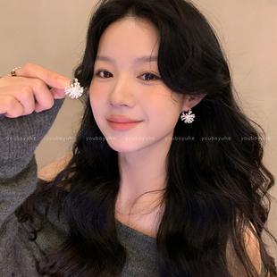 花火续昼 独特漂亮耳扣秋冬气质耳饰 银色烟花珍珠耳环女2025新款