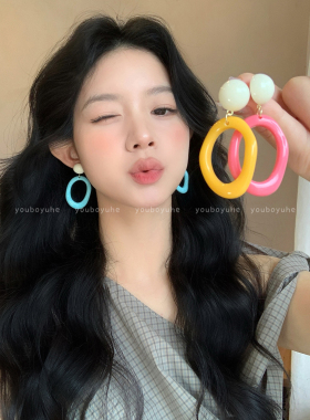 多巴胺彩色港风耳环度假风耳钉女