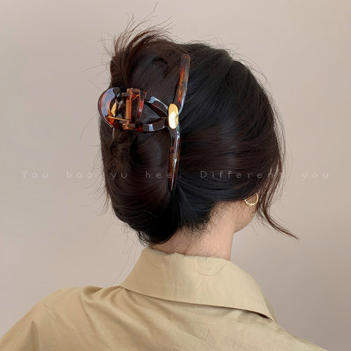 金标醋酸抓夹简约气质发饰