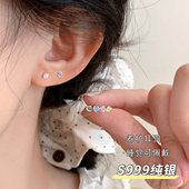 S999纯银针迷你锆石耳钉女高级感精致小巧养耳洞耳环睡觉免摘耳饰