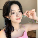 小众设计感耳钉夏季 多巴胺彩色碎银子串珠耳环女款 温柔风耳圈耳饰