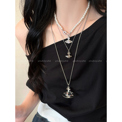 西太后立体爆闪星球珍珠项链女款