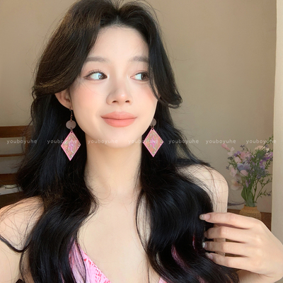 波西米亚菱形木质旅游度假耳环女