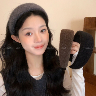 冬日细毛绒加厚宽边发箍女款 高颅顶头箍日常外戴百搭发饰 2025新款