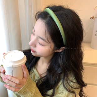 刘亦菲同款 日常外戴发饰品 发箍高颅顶不勒头森系绿色头箍2026新款
