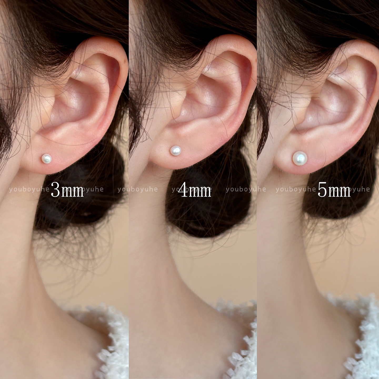 999纯银天然淡水珍珠耳钉女睡觉免摘养耳洞防堵耳环精致迷你耳饰