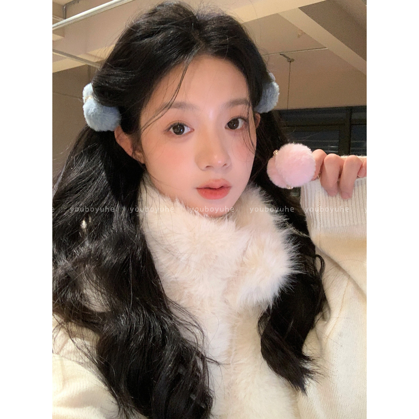 绒绒冬日~ 可爱甜美毛绒毛球抓夹女韩系冬季半扎发侧边刘海夹发饰,饰品/流行首饰/时尚饰品新,发饰,淘宝优惠券,粉丝福利购,淘宝优惠卷