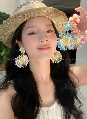 多巴胺太阳花朵耳环度假夸张耳钉