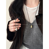 极简风 银色水滴可调节项链女高级感日常长款 毛衣链秋冬挂脖配饰