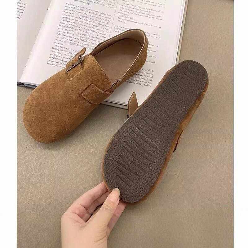 日本offcat勃肯鞋女两穿平底豆豆鞋2025新款秋复古一脚蹬单鞋