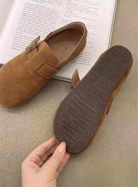 日本offcat勃肯鞋女两穿平底豆豆鞋2025新款秋复古一脚蹬单鞋