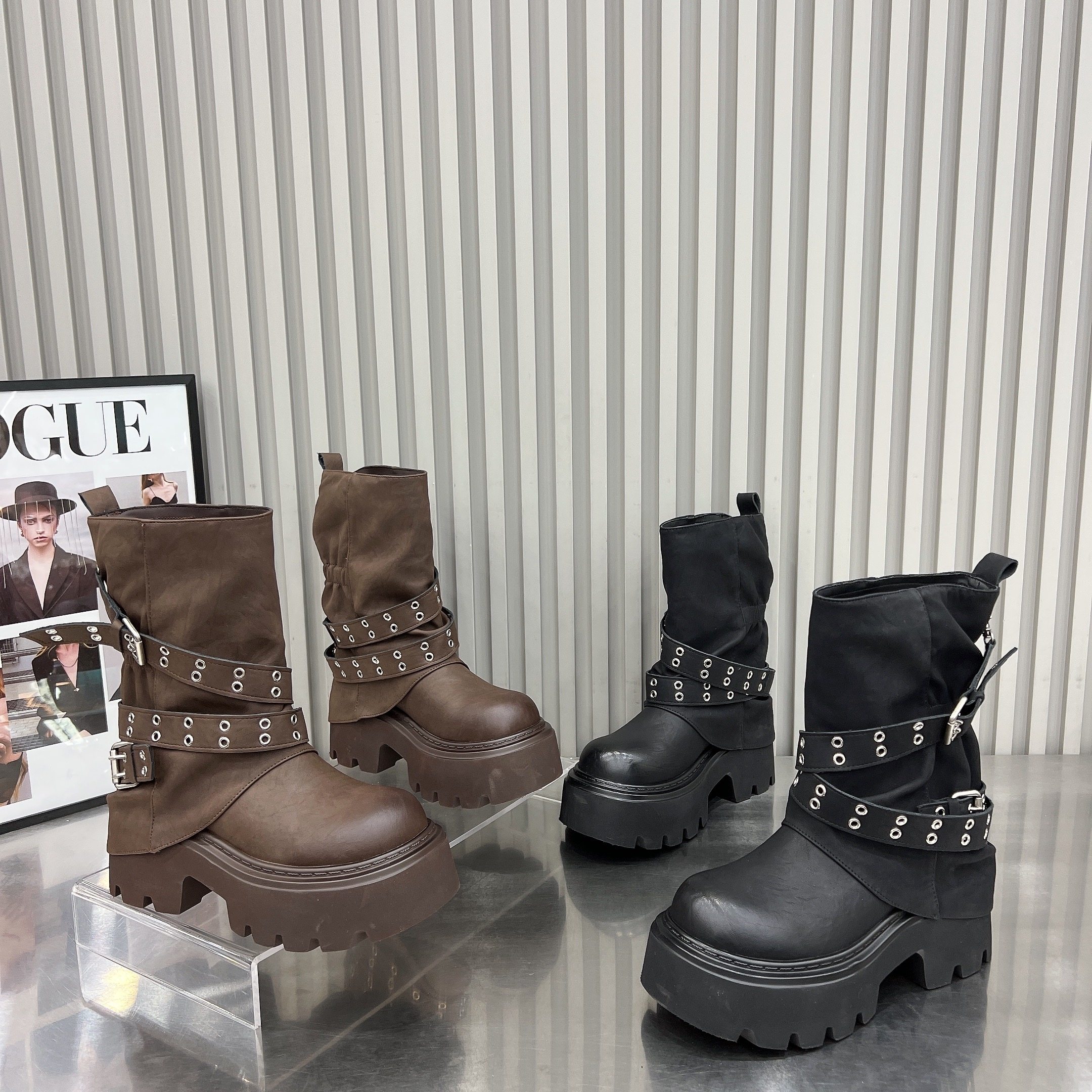 日本offcat皮带扣裤管靴女鞋2025新款厚底松糕马丁靴7cm小个子增,女鞋,马丁靴,淘宝优惠券,粉丝福利购,淘宝优惠卷