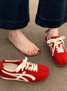 日本offcat阿甘德训鞋女2025新款秋薄款百搭运动休闲红色板鞋