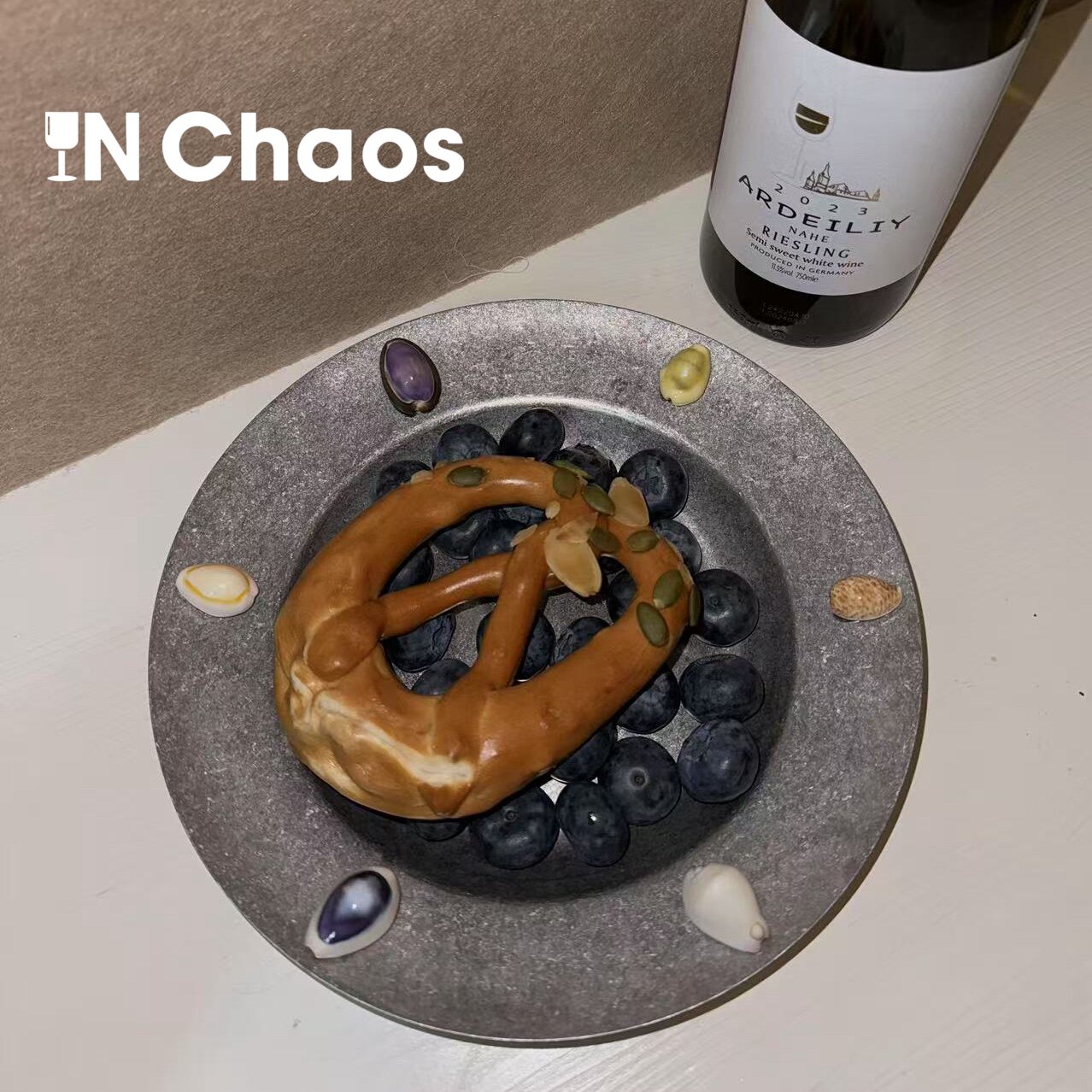 IN Chaos个性趣味多巴胺天然海螺贴片盘小众不锈钢304餐具西餐盘