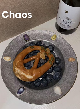 IN Chaos个性趣味多巴胺天然海螺贴片盘小众不锈钢304餐具西餐盘