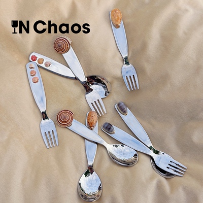 INChaos可爱圆嘟嘟海螺叉勺套装