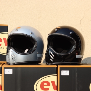 台湾evo头盔复古全盔摩托机车巡航踏板乐高山车尖嘴盔通勤男女冬