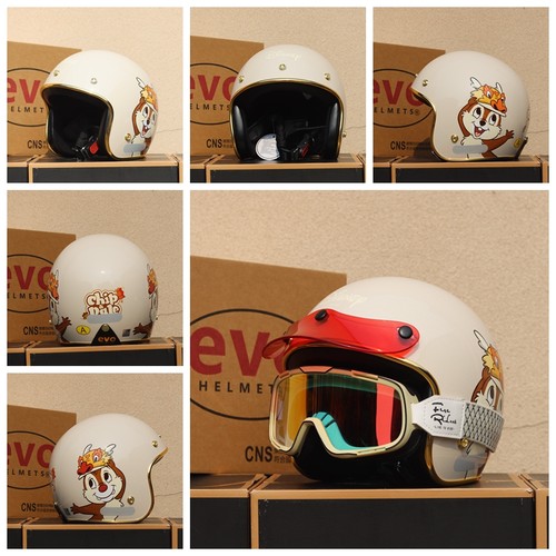 台湾evo头盔复古半盔奇奇蒂蒂