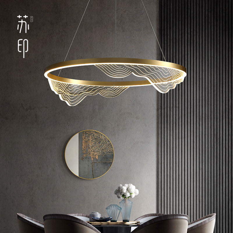新中式餐厅吊灯轻奢设计师环形现代简约书房卧室别墅客厅led灯具_虎窝淘