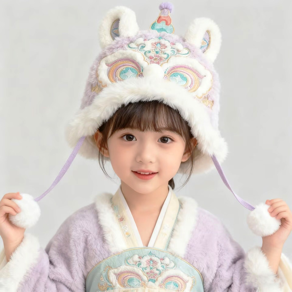 虎头帽女宝宝冬季加厚保暖