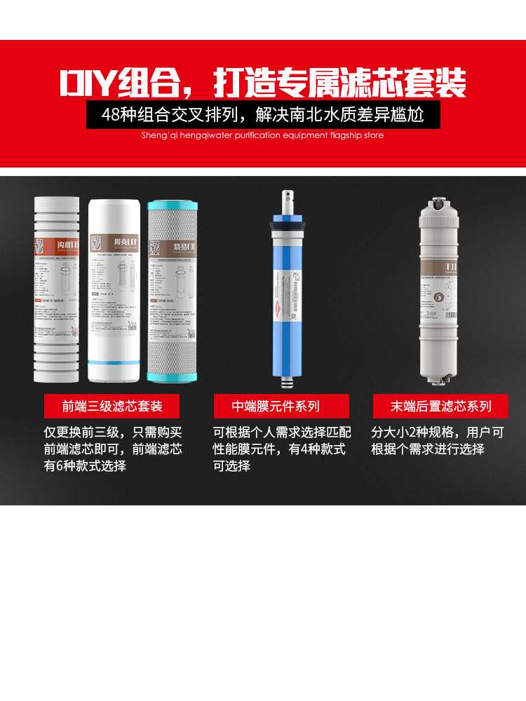 家用10寸PP棉活性炭RO膜三级五级过滤器直饮机净水器通用滤芯套装