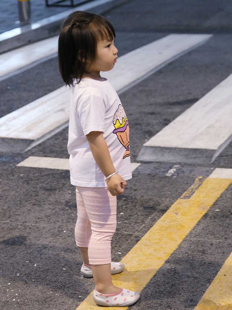 婴幼儿夏天女童打底裤小童宝宝夏季长裤纯棉薄款七分裤防蚊裤子