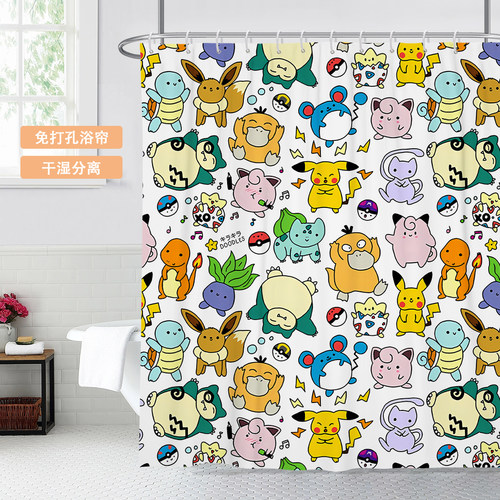 免打孔防水宝可梦隔断涤纶挂帘