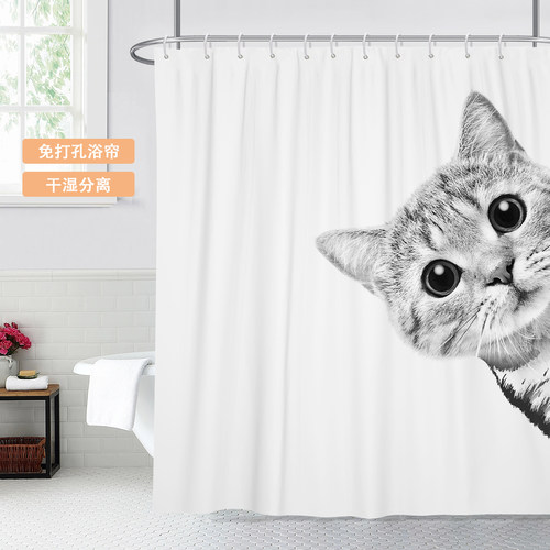 可爱猫咪洗澡防水防霉