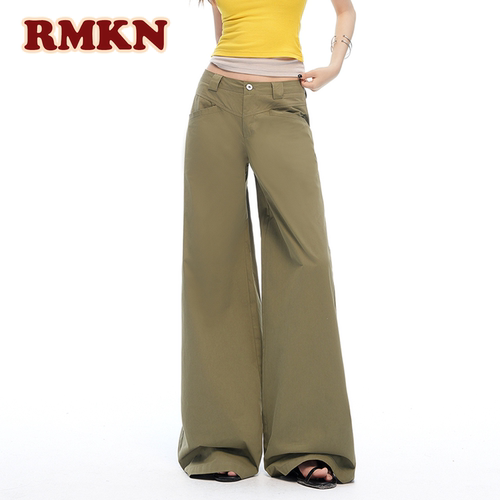 RMKN美式复古低腰阔腿牛仔裤女2026夏季百搭宽松显瘦拖地长裤